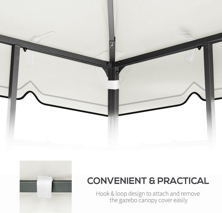 10X10 Ft Outdoor Patio Gazebo Replacement Canopy,Double Tiered Gazebo Tent Roof Top Cover Only Great Wall Border Frame Not Include Beige