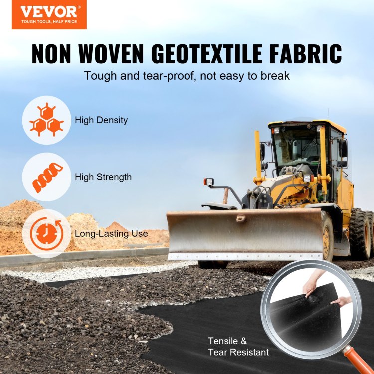 Non Woven Geotextile Fabric 6X50Ft 8Oz Ground Cover Weed Control Fabric