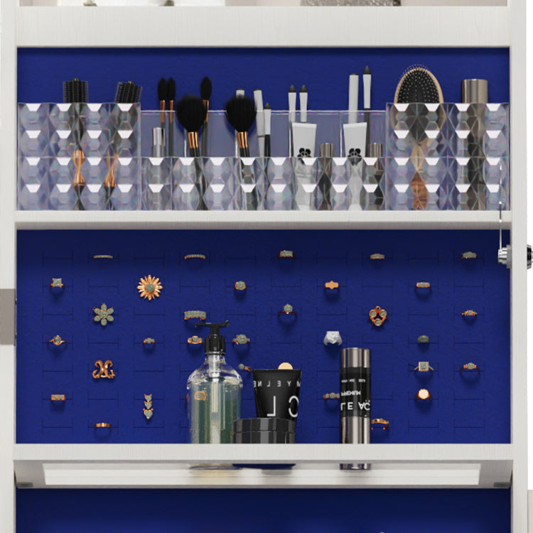 360 Swivel Jewelry Cabinet With Full Length Mirror, 360 Rotating Standing Jewelry Armoire Organizer, Lockable Storage Cabinet, Interior Lighted Mirror And Storage Drawers, White