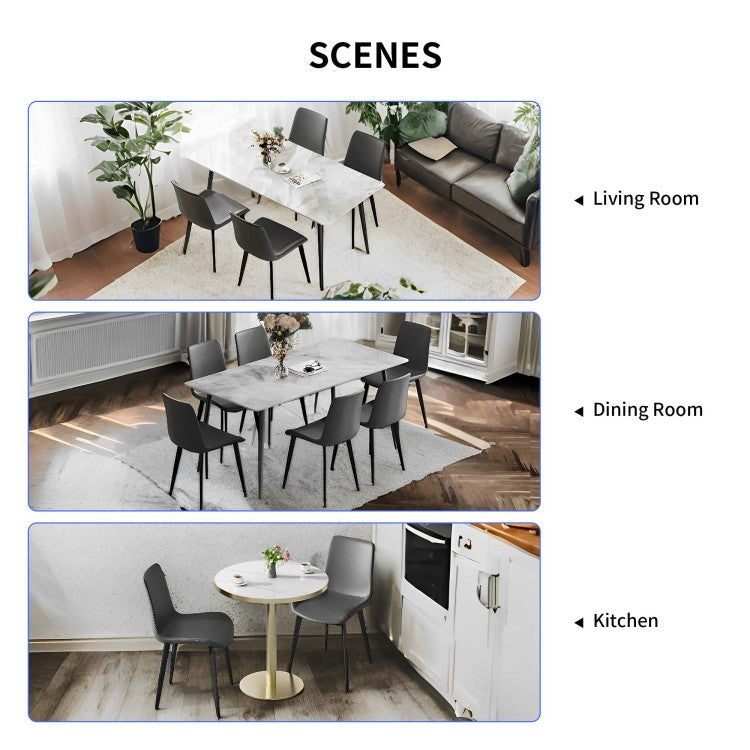 Dining Chairs 4Pcs, Modern Kitchen & Dining Room Chairs, Upholstered Faux Leather Cushion Seat And Sturdy Metal Legs