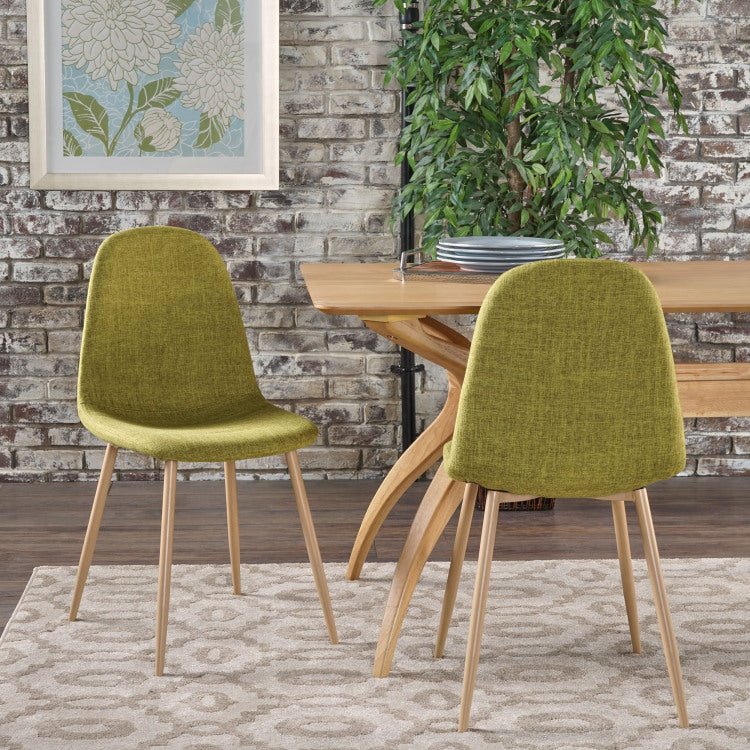 Mid Century Modern Fabric Upholstered Dining Chairs, green - fabric