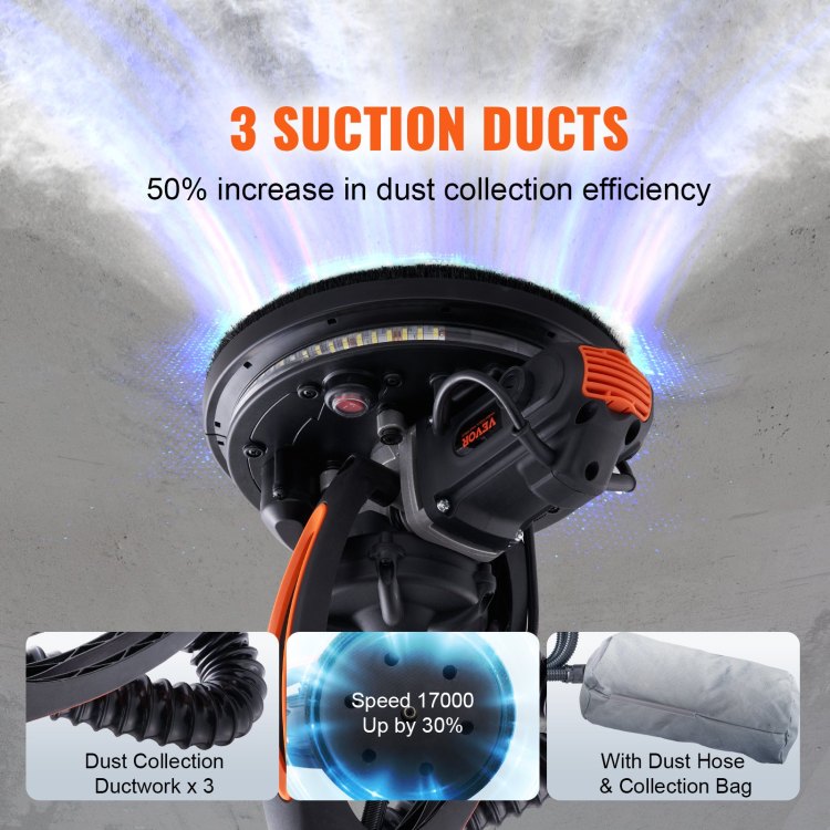 Drywall Sander 900W Brush Motor 800 1800Rpm Variable Speed & Self Suction