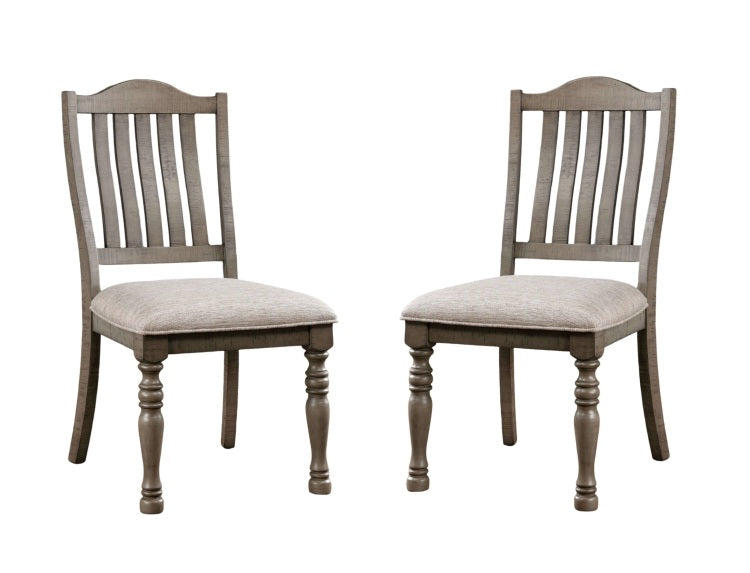 Transitional Style 2Pcs Side Chairs Antique Gray Solid Wood Gray Fabric Dining Room Furniture Chair Turned Legs