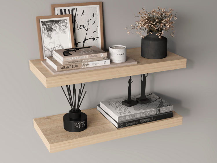 Ecco 31.5" Wide Floating Shelves Set Of 2, Shelves For Wall Decor For Bedroom, Bathroom Storage Shelves, Book Shelves For Living Room