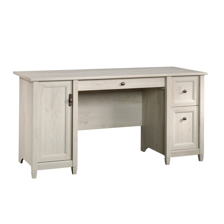Coastal Computer Desk With Slide Out Keyboard Tray, Gray Finish