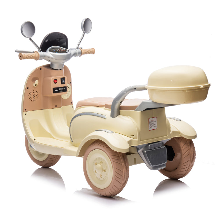 12V Two Motors Kids Ride On Level Up Two Seater Electric Motorcycle,Three Wheel Toy W Music,Bluetooth,Usb,Backseat Flip Adult Seat,Portable Storage Hooks&Oversized Trunk,Led Headlight For Kids 3 6