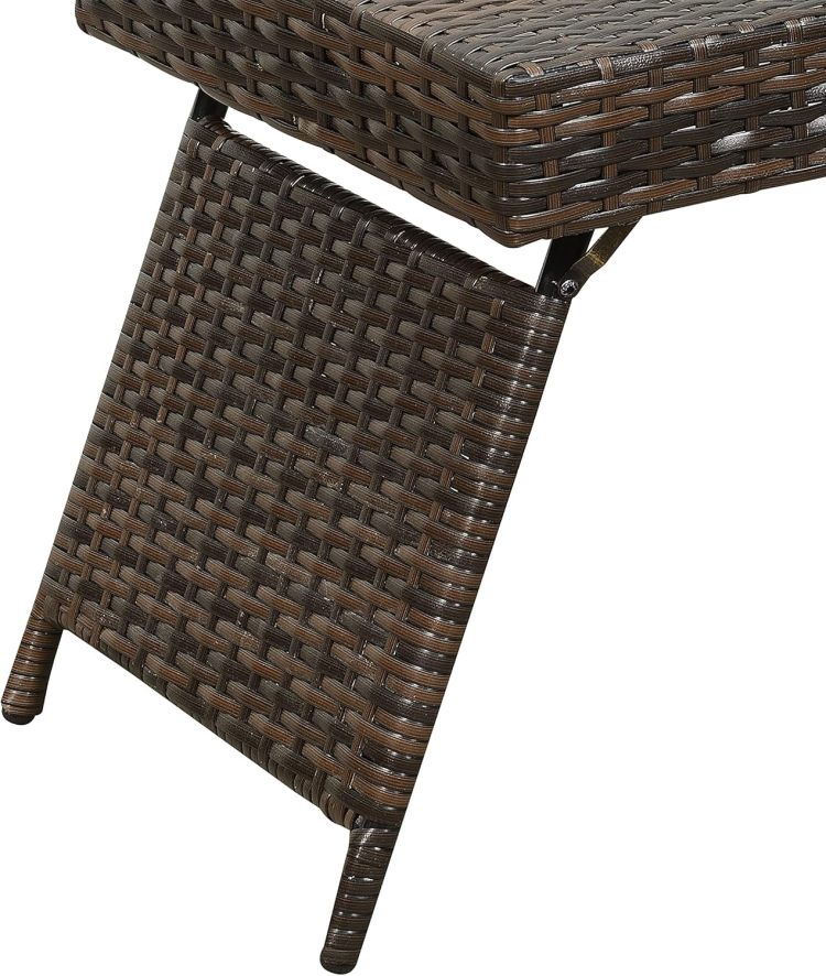 Portable Folding Wicker Table, Brown