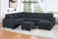 Slate Black Finish Contemporary Style 5Pc Sectional Set Left Arm Loveseat With Usb Port Corner Wedges Ottoman Armless Chairs Right Arm Loveseat With Chaise Primary Living Room
