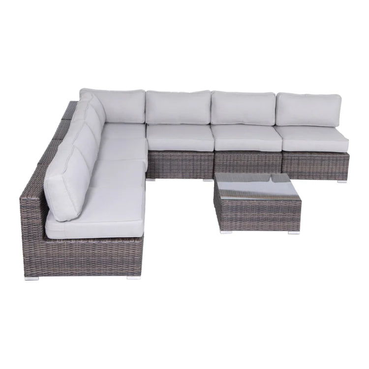 6 Person Wicker Seating Set With Cushions Fully Assembled