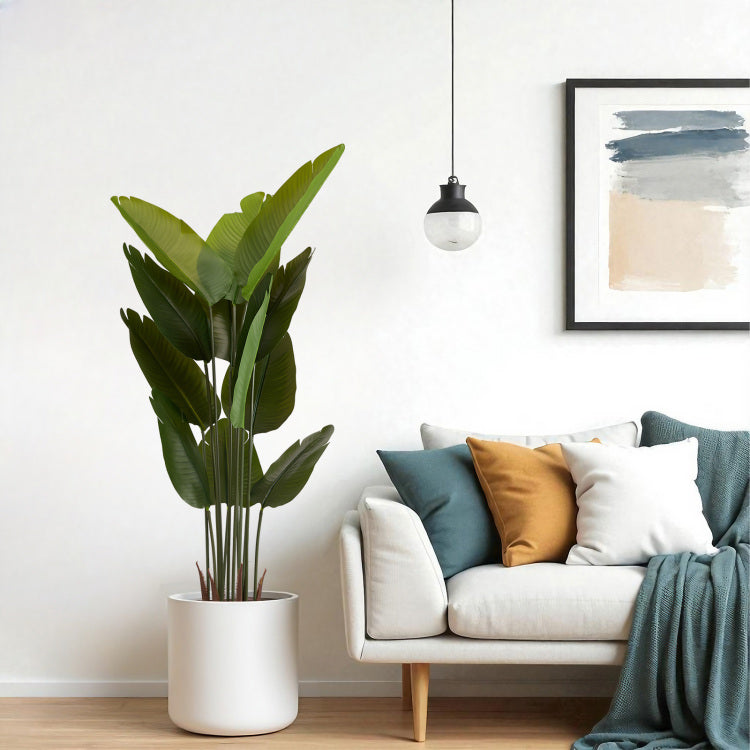 Artificial Bird Of Paradise Plant, 5.2Ft Tall Faux Tropical Palm Tree In Pot For Indoor Or Outdoor Home, Office, Or Garden Decoration, 2Pcs Set