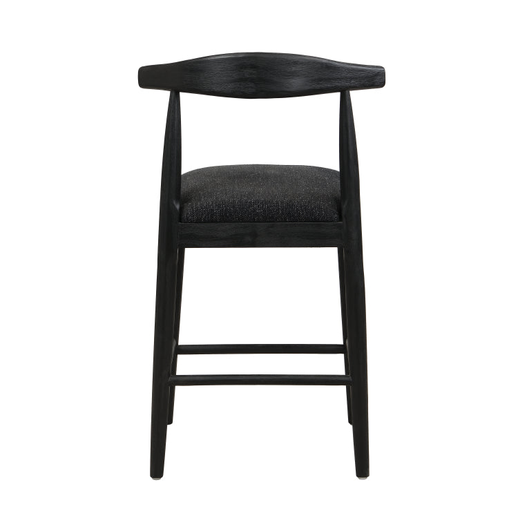 Counter Stool In Black Fabric Set Of 2