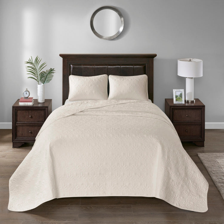 Reversible Bedspread Set Cream Queen