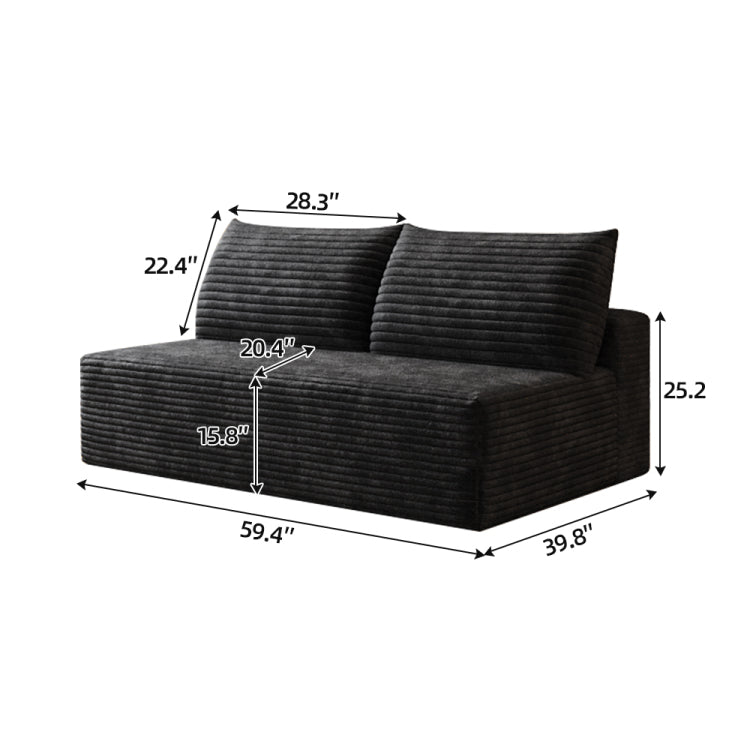 Cloud Sectional Couch,Modern Modular Sofa With Deep Seat, Upholstered Couches For Living Room Bedroom,No Assembly Required,Black Plush Corduroy Fabric