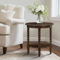 Round End Table With Shelf Brown