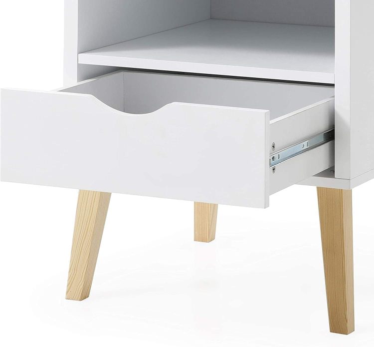 Mid Century Modern Jeff Night Stand, End Table Bed Room Accent Side Table, White