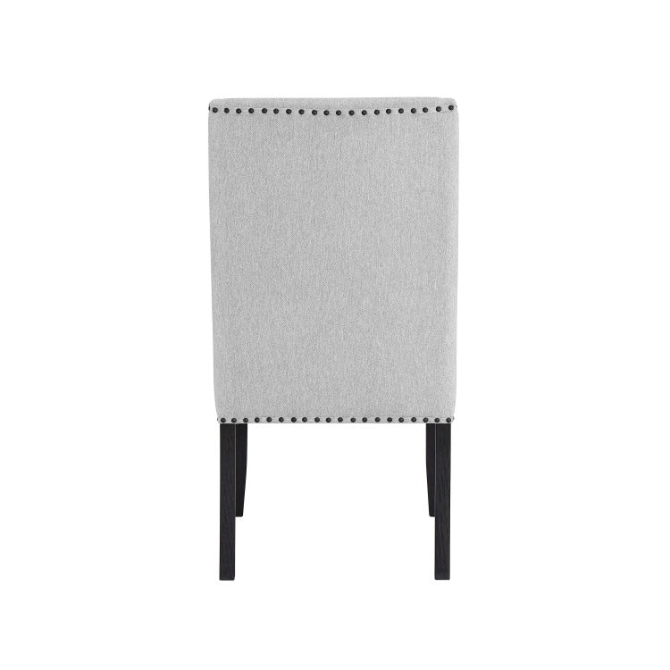 Vinz Dining Side Chair Set Of 2, Light Gray Cotton Polyester, Black Legs