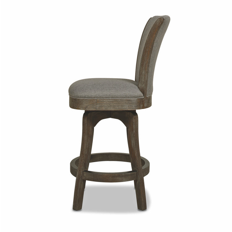 Henry 27" Armless Swivel Counter Height Bar Stool, Heathered Grey Linen
