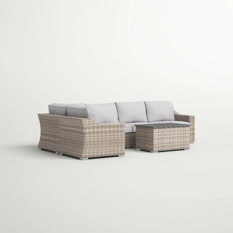 4 Person Wicker Outdoor Seating Set Fully Assembled Garden Sofa Group