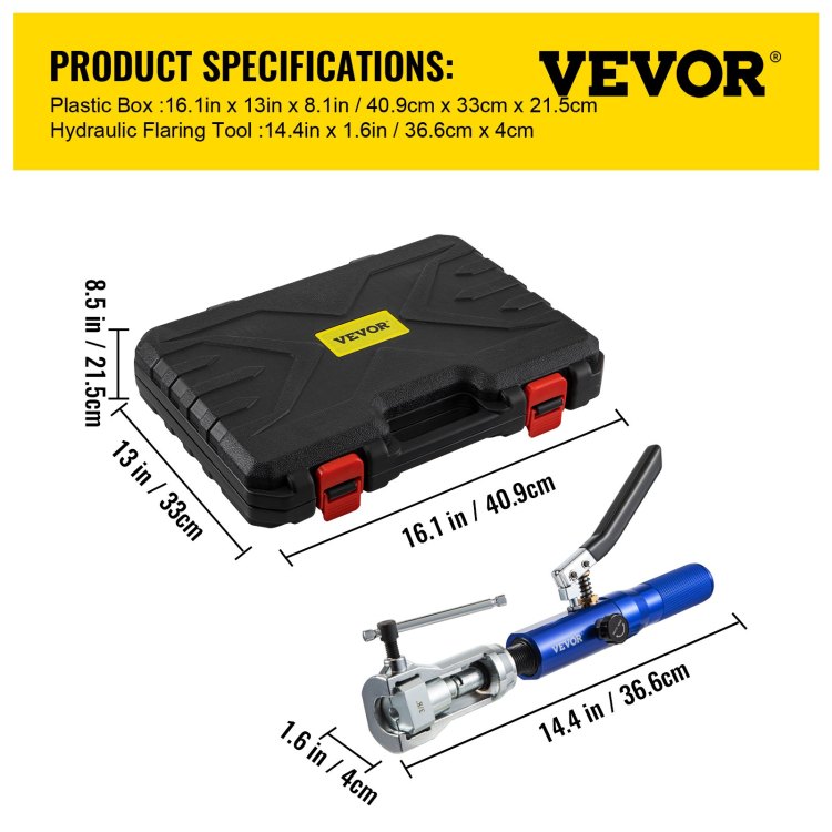 Hydraulic Flaring Tool Kit, 45 Double Flaring Tool, Brake Repair Brake Flaring Tools For 3 16" 1 2", Brake Flare Tool With Tube Cutter And Deburrer, 32 Pcs Tube Flaring Tools For Copper Lines