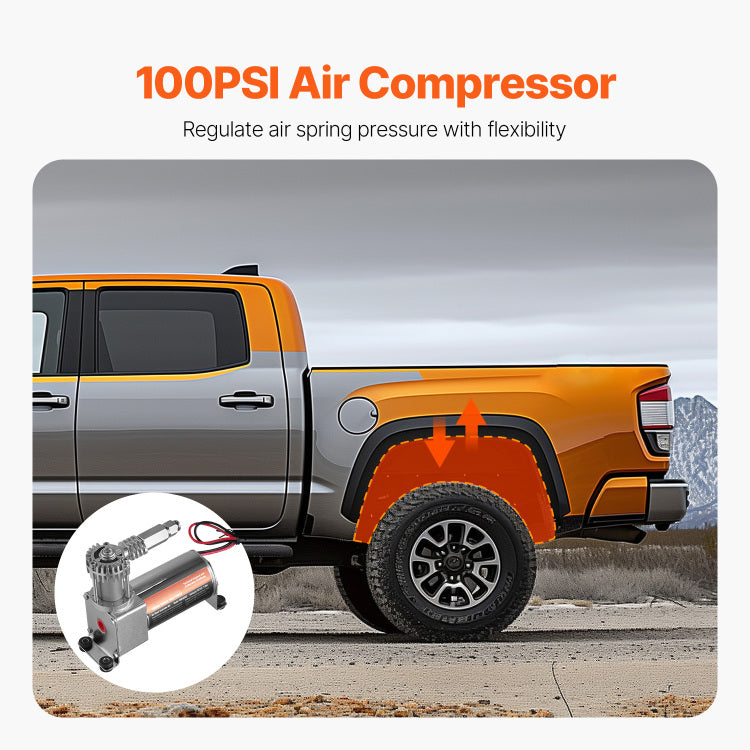 Air Shock Controller Kit 12V 100Psi On Board Air Compressor System Single Path