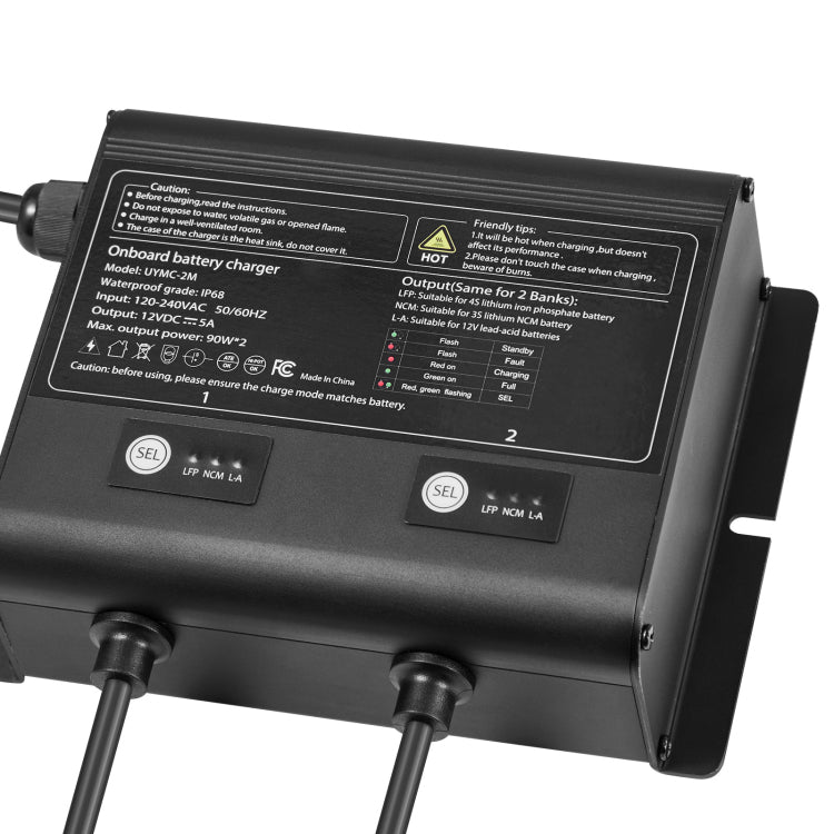 2 Bank 5A 12V Smart Marine Battery Charger Onboard Ip68 Waterproof Boat Rv Yacht
