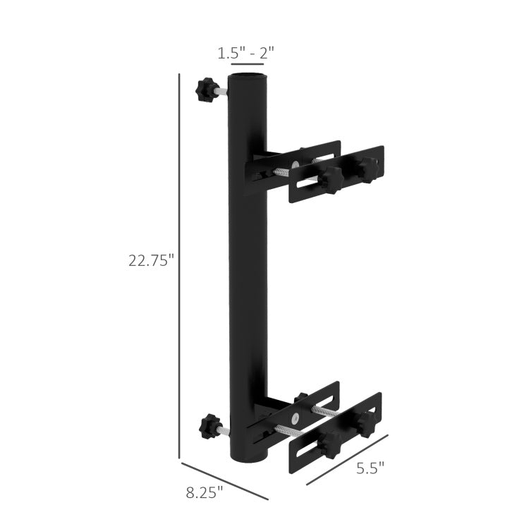 Outsunny Patio Umbrella Holder With Adjustable Clamps, Umbrella Deck Mount Bracket For Railing, Balcony, Fences, Patio Umbrella Stand For Market Umbrella And Offset Umbrella, Black