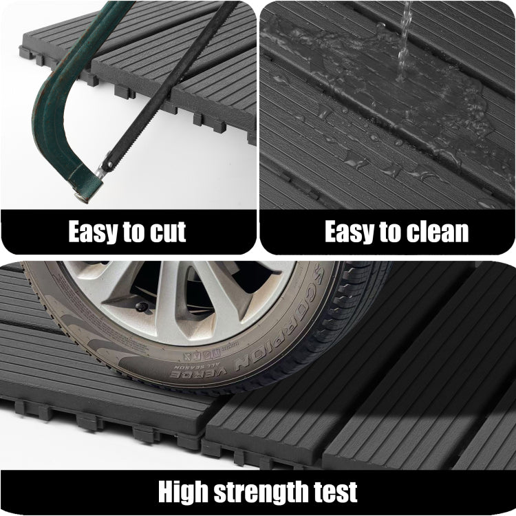 Plastic Interlocking Decking Tiles, 44 Packs Of Terrace Decking Tiles, 12 Inches X 12 Inches Waterproof For All Weather Use, Backyard Pool Decking Tiles, Dark Gray