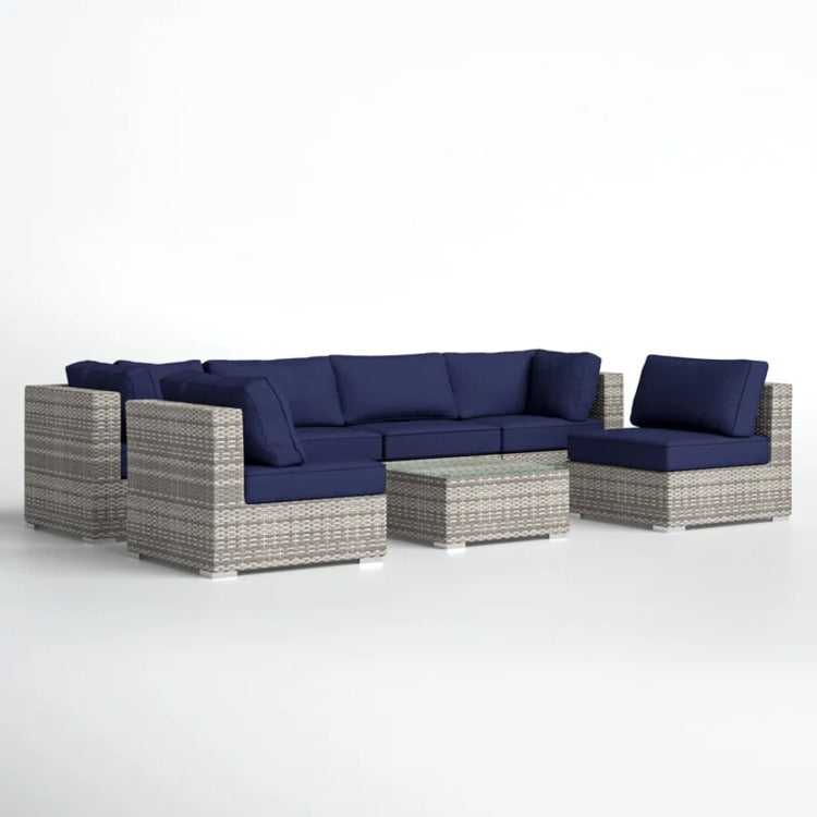 Lsi Fully Assembled 6 Person Patio Set With Premium Cushions And Rattan Wicker Frame