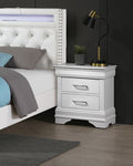 Modern Sleek Bedside Table White 1Pc Nightstand Bedroom Furniture Accent Handles Spacious Drawers