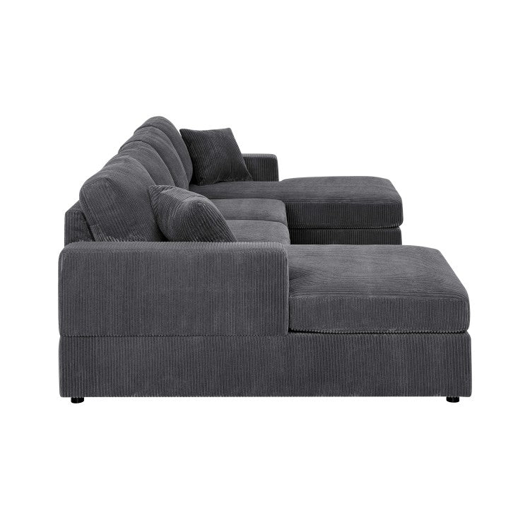 3 Piece Corduroy Double Chaise Sectional