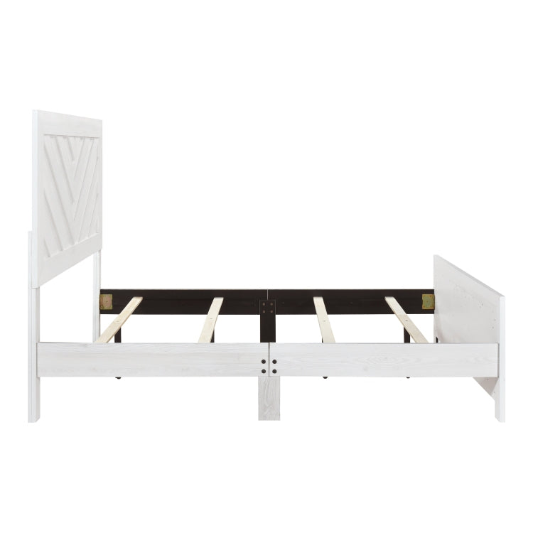 Contemporary White Finish Queen Size Panel Bed Wooden Bedroom Furniture 1Pc, Bed In A Box