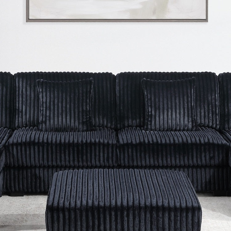 Black Fur Like Corduroy Armless Chair Modular 1Pc Chair W Pillow Living Room Furniture Modern Contemporary Style
