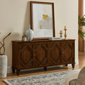 65.2" Mid Century Modern Sideboard Buffet Cabinet With Storage, Symmetrical Geometric Accent Coffee Bar Wine Bar Storage Cabinet, Large Console Table For Living Room Entryway Kitchen, Walnut