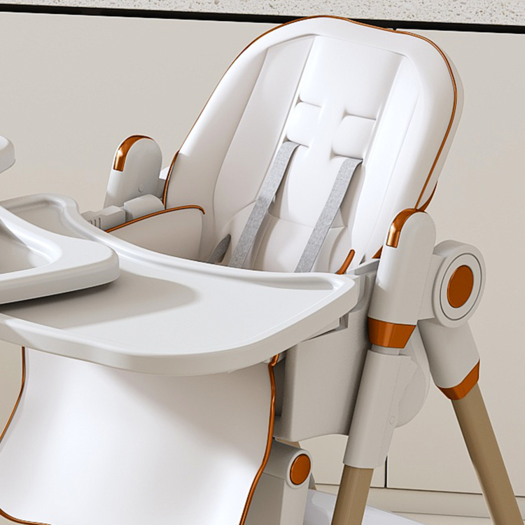 Adjustable Baby High Chair 0 6 Years Portable Infant Feeding Seat With Safety Belt, Silent Lockable Wheels & Easy Clean Design For Home, Dining, Living Room, Bedroom White