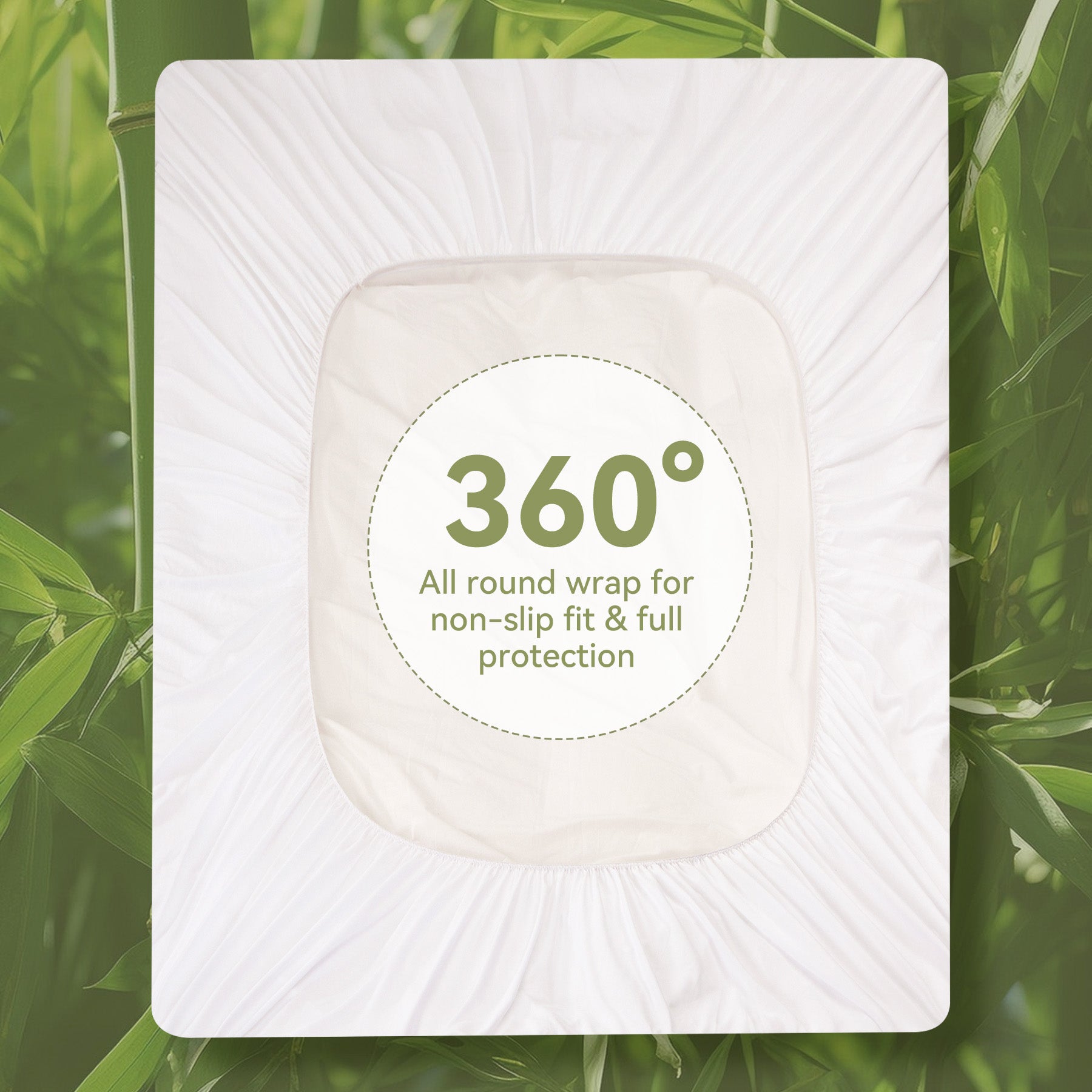Bamboo Blend Waterproof Mattress Protector Queen Size 180G 35% Bamboo 65% Polyester Air Layer Top, Tpu Backed, 1000G 3D 7D Fill, 21" Deep Pocket, Soft & Quiet For All Seasons