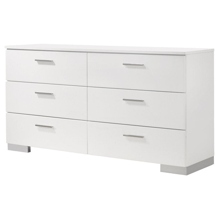 Dulcey White High Gloss 6 Drawer Dresser