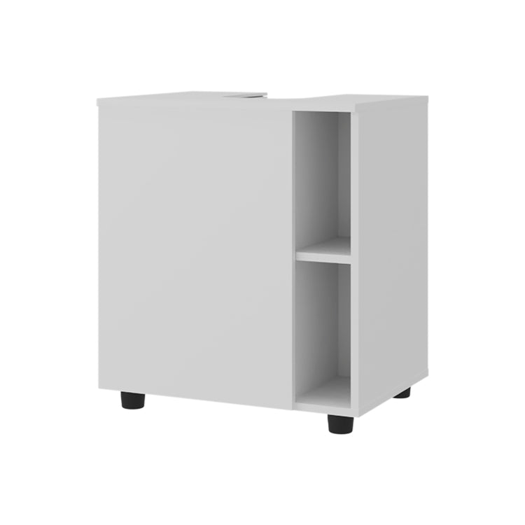 Storage Cabinet 24.4" H, 1 Door, 4 Shelves, 2 Legs, White Bathroom