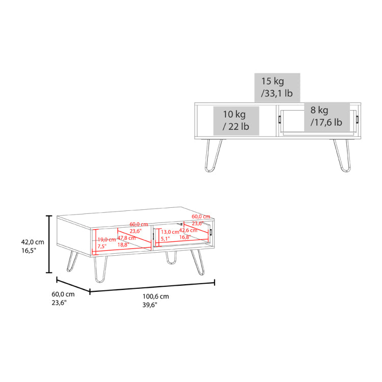 Taylor Coffee Table , Living Room, White Ligth Pine