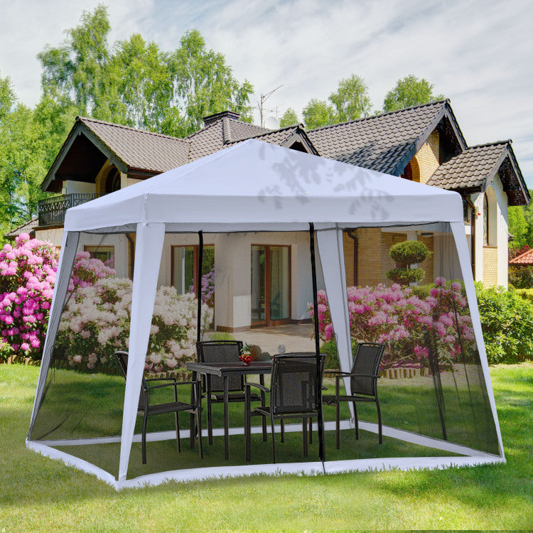 Outsunny 10'X10' Outdoor Canopy Tent, Slant Leg Sun Shelter With Mesh Sidewalls, Patio Tents For Parties, Grey
