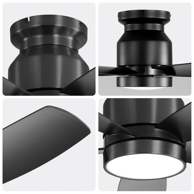 42 Inch Flush Mount S With Led Light 22W And Remote Control 5 Abs Fan Blades For Bedroom