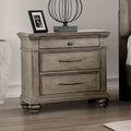 Aged Oak Finish Nightstand Round Knob Ball Bearing Glide Bun Feet Transitional Bedroom Furniture