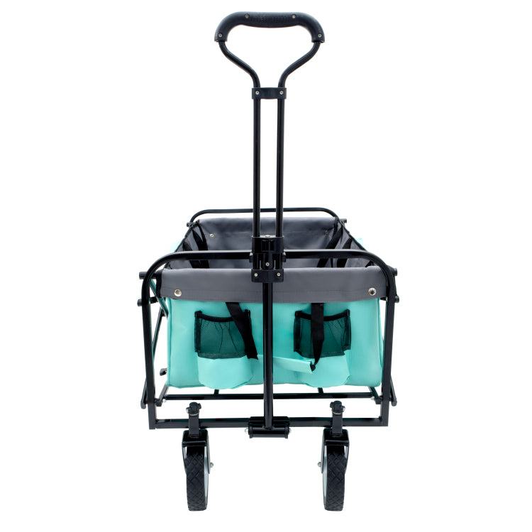 360Lbs Collapsible Foldable Wagon Cart With Strapping System ,Beach Wagon Utility Cart Utility Wagon Grocery Cart For Camping Shopping Sports Gardening Fishing Supports 3Pcs Plastic Liner Bag Green