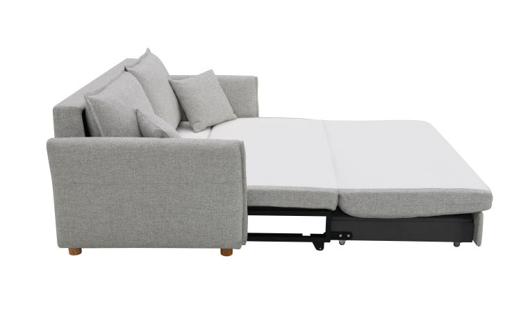 Oren Gray Chenille Sleeper Sectional Sofa W Storage & 2 Toss Pillows