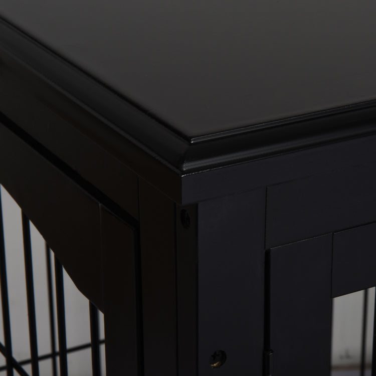 Pawhut Dog Crate Furniture, Small Dog Cage End Table With Two Opening Sides, Lockable Door, Puppy Kennel Indoor, Cute And Decorative, Black