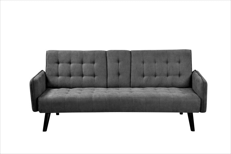 72" Sleeper Sofa Bed Convertible Folding Backrest To Full Bed With Cup Holder & Drop Down Table Space Saving Linen Sofa For Small Spaces Easy Assembly, Dark Grey