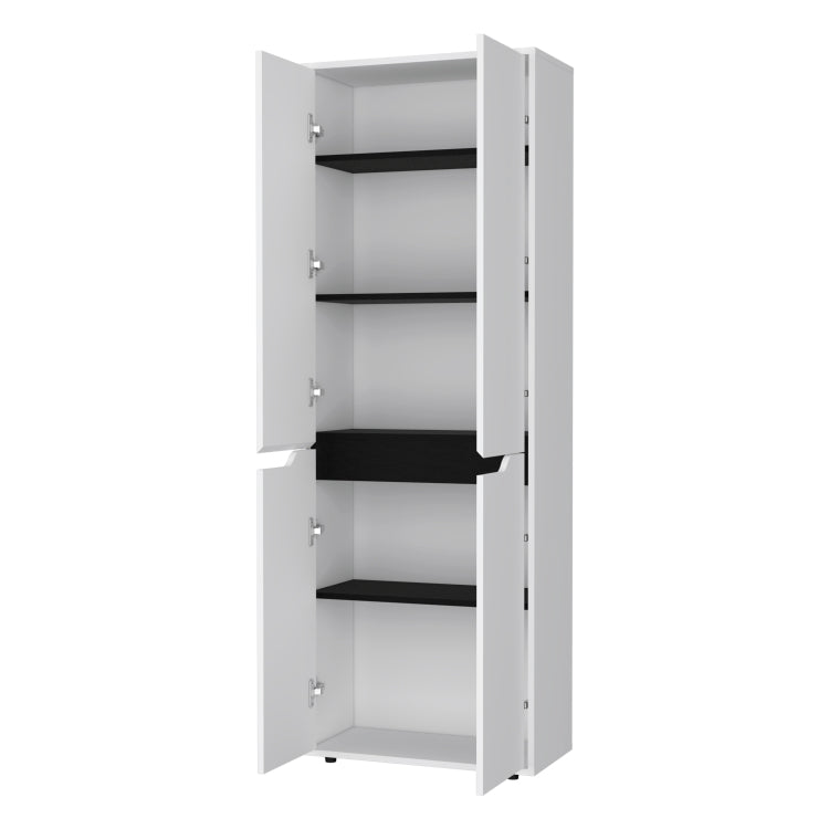 Keyser Multistorage Kitchen Pantry With 5 Shelves And 4 Doors, White Black