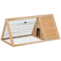 Pawhut 46" X 24" Wooden A Frame Outdoor Rabbit Cage Small Animal Hutch With Outside Run & Ventilating Wire, Yellow