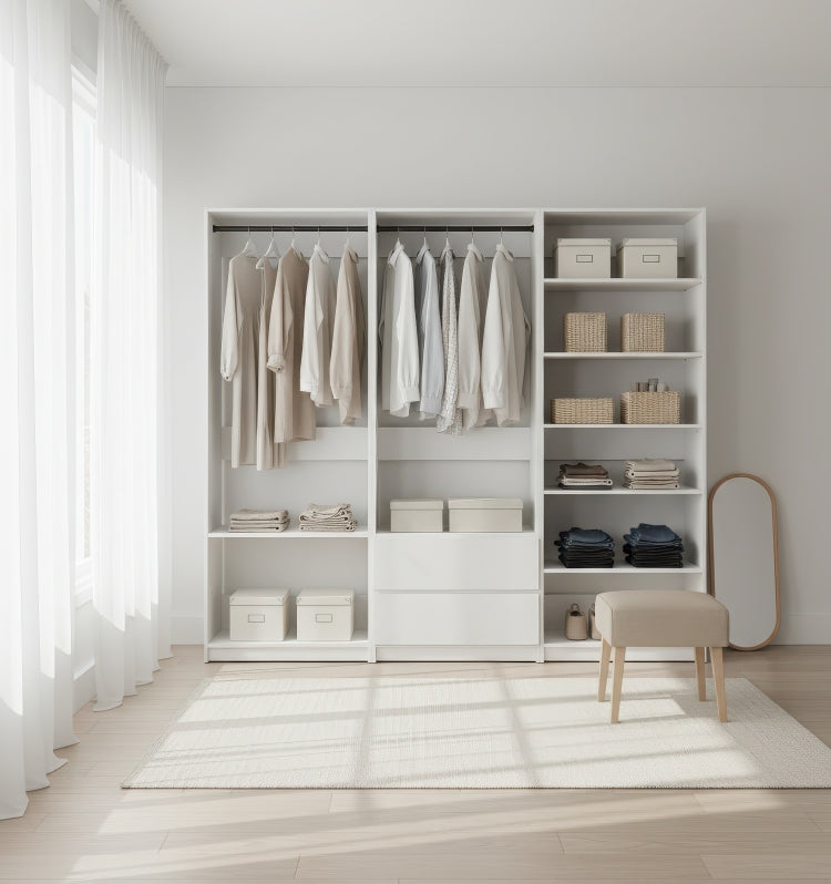 Prosper White Freestanding Walk In Wood Closet System