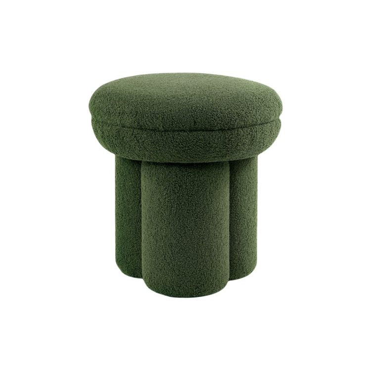 Round Top Accent Chair Pedestal Base Mushroom Design Stool Contemporary Green Finish Primary Living Room