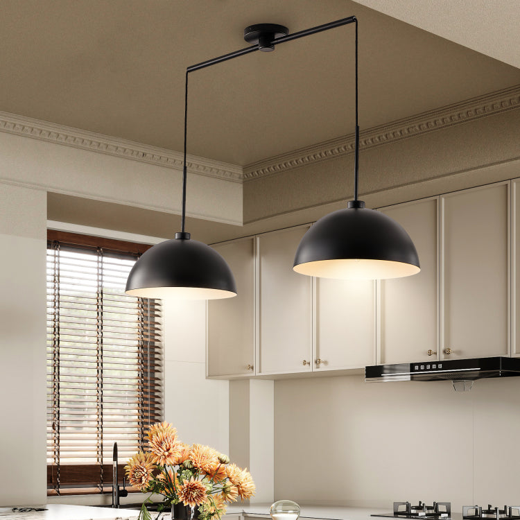 41" Industrial Modern Black Double Pendant Light Adjustable Ceiling Hanging Lamp With Matte Finish For Dining Room, Kitchen, Or Living Room Stylish And Durable Lighting Fixture No Bulbs